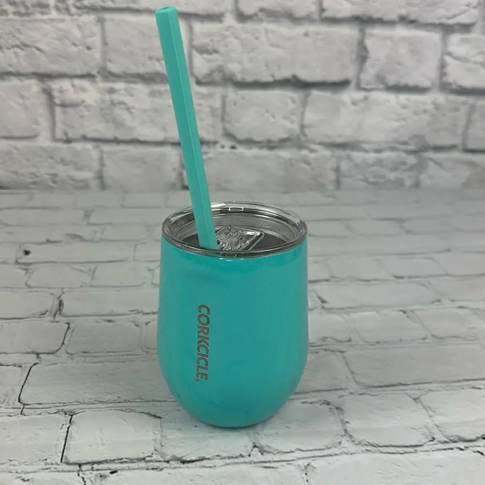 Corkcicle Turquoise Sparkle Stemless Insulated Tumbler NWOT